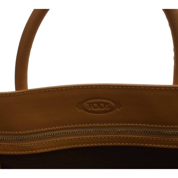 Tod's Caramel Leather Contrast stitching Top Handle Shoulder bag Handbag - Picture 14 of 16